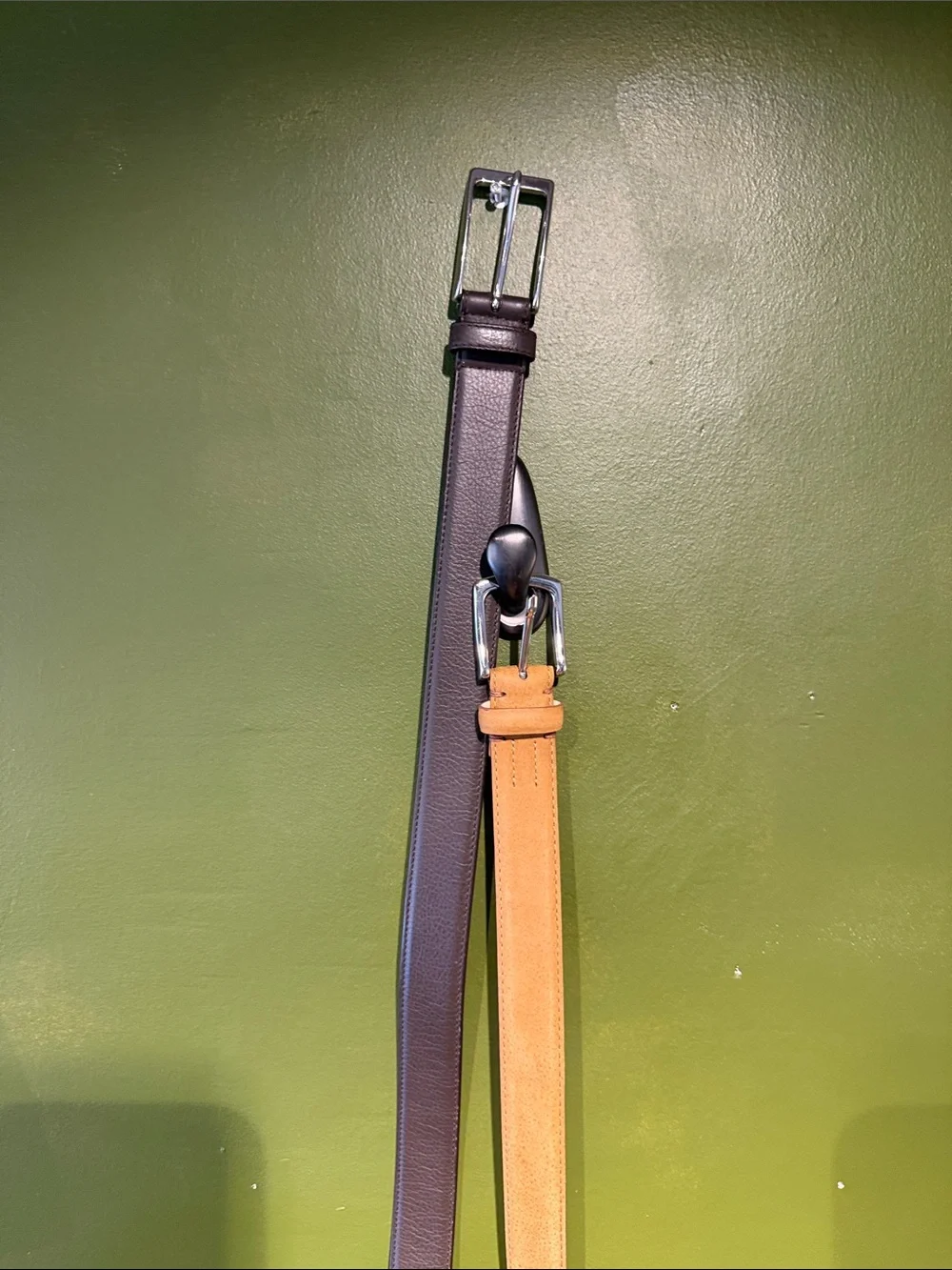 REISS Men's Two-Tone Leather Belt - Brown and Tan